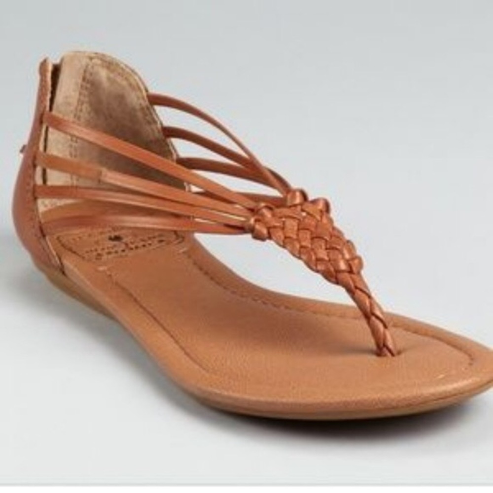 Lucky Brand Tan Leather Zippered Back Sandal